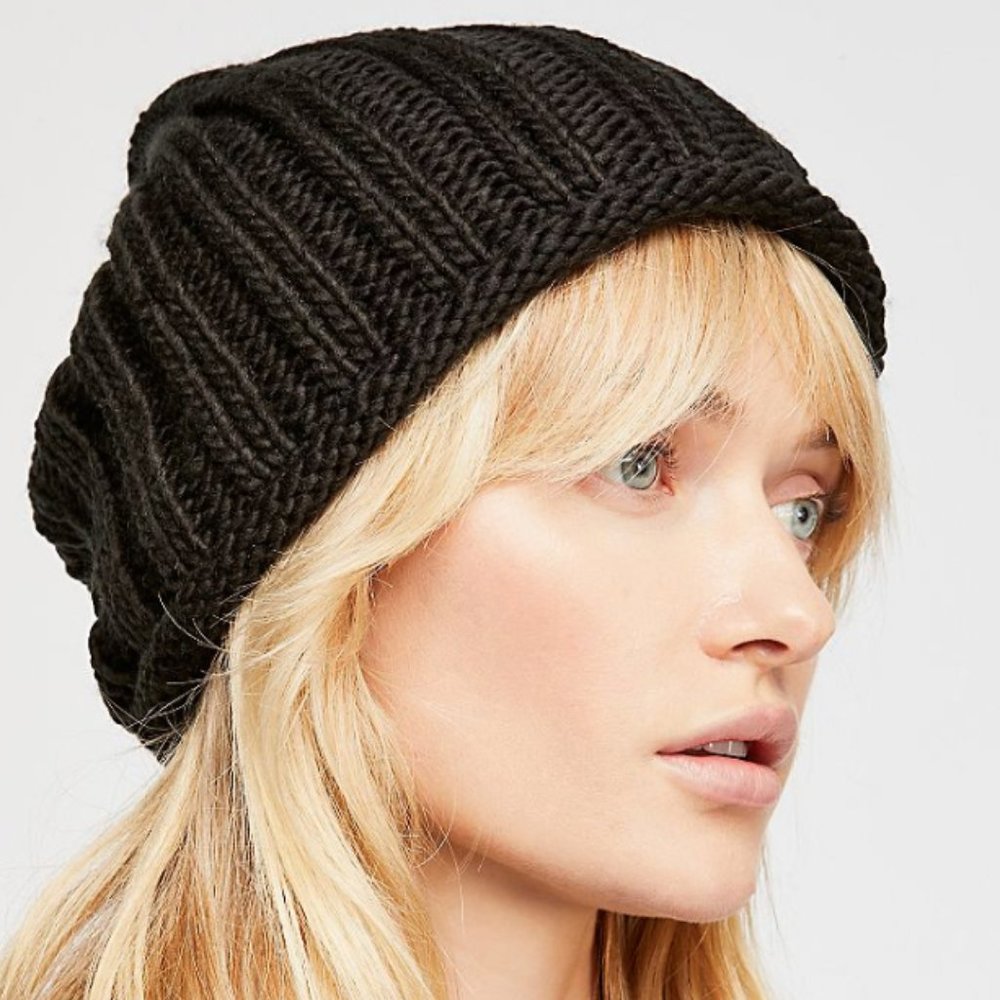 Free People Rory Rib Knit Slouchy Beanie Hat